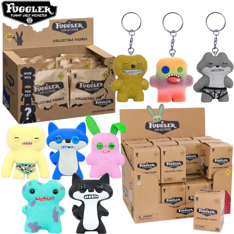 الأصلي Fuggler مضحك القبيح الأسنان وحوش الشكل اللعب سلاسل المفاتيح Kawaii Fugglers الكرتون البلاستيكية تمثال حلقات المفاتيح نموذج الدمى هدية