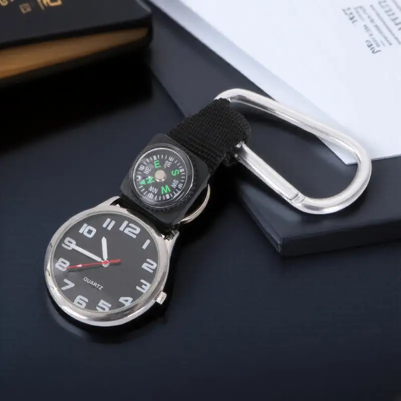 Mountaineering Clip-on Nurse Carabiner Compass Watch Outdoor Sports Travel Hiking Running Glow Pointer Easy Read Pocket Watch