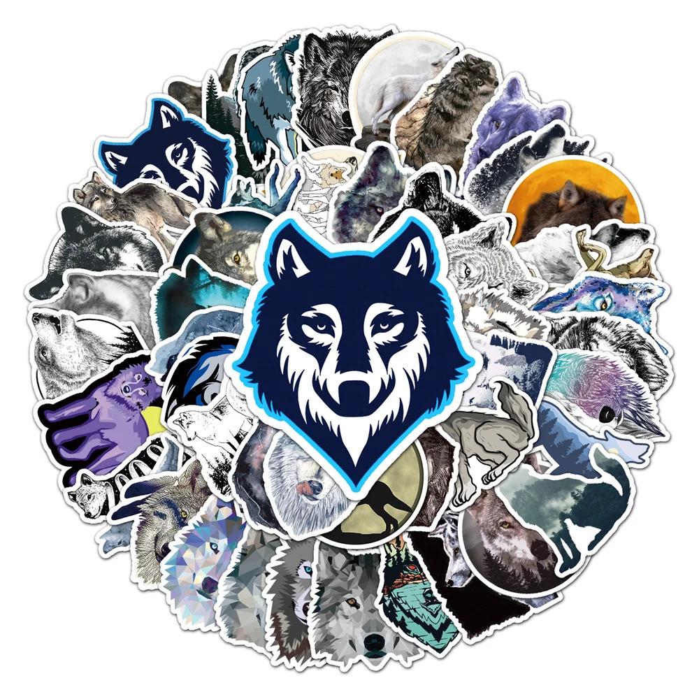 10/30/50PCS Cartoon Wolf Animal Personality Graffiti Creative Sticker DeskComputer Refrigerator Car Waterproof Sticker Wholesale