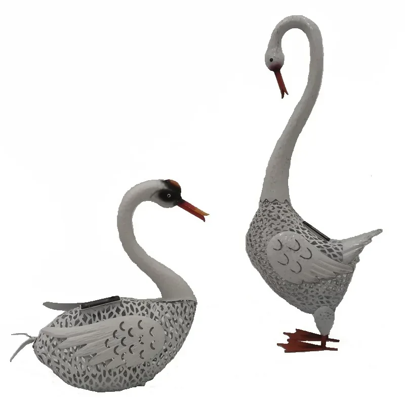 Garden Courtyard, Outdoor Lawn, Tin Animal, Tall Swan Mesh, Solar Light