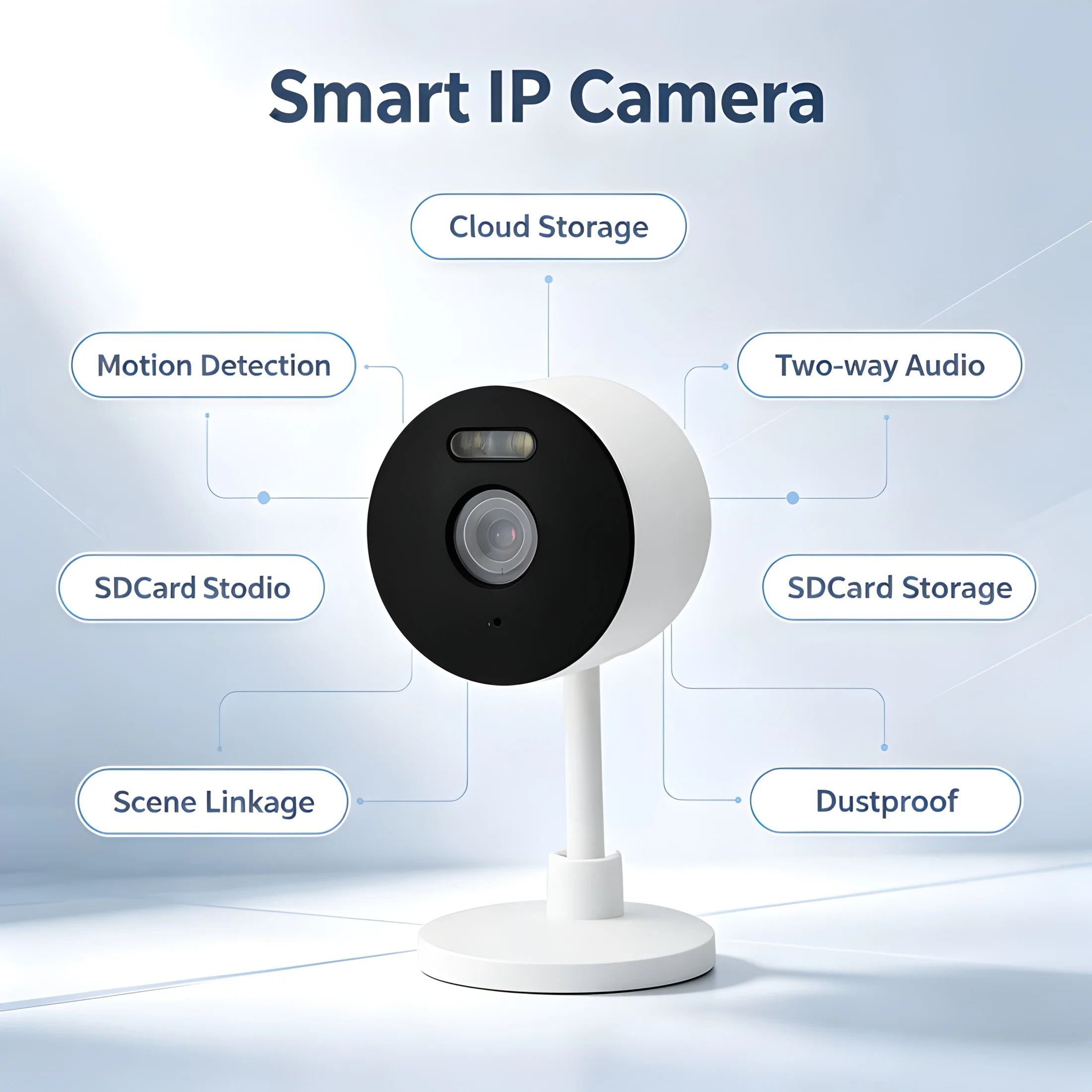 Smart WiFi IP Camera 2.4G/5GHz Night Vision Two-Way Audio Motion Detection Desktop Security Camera for Pet Monitor