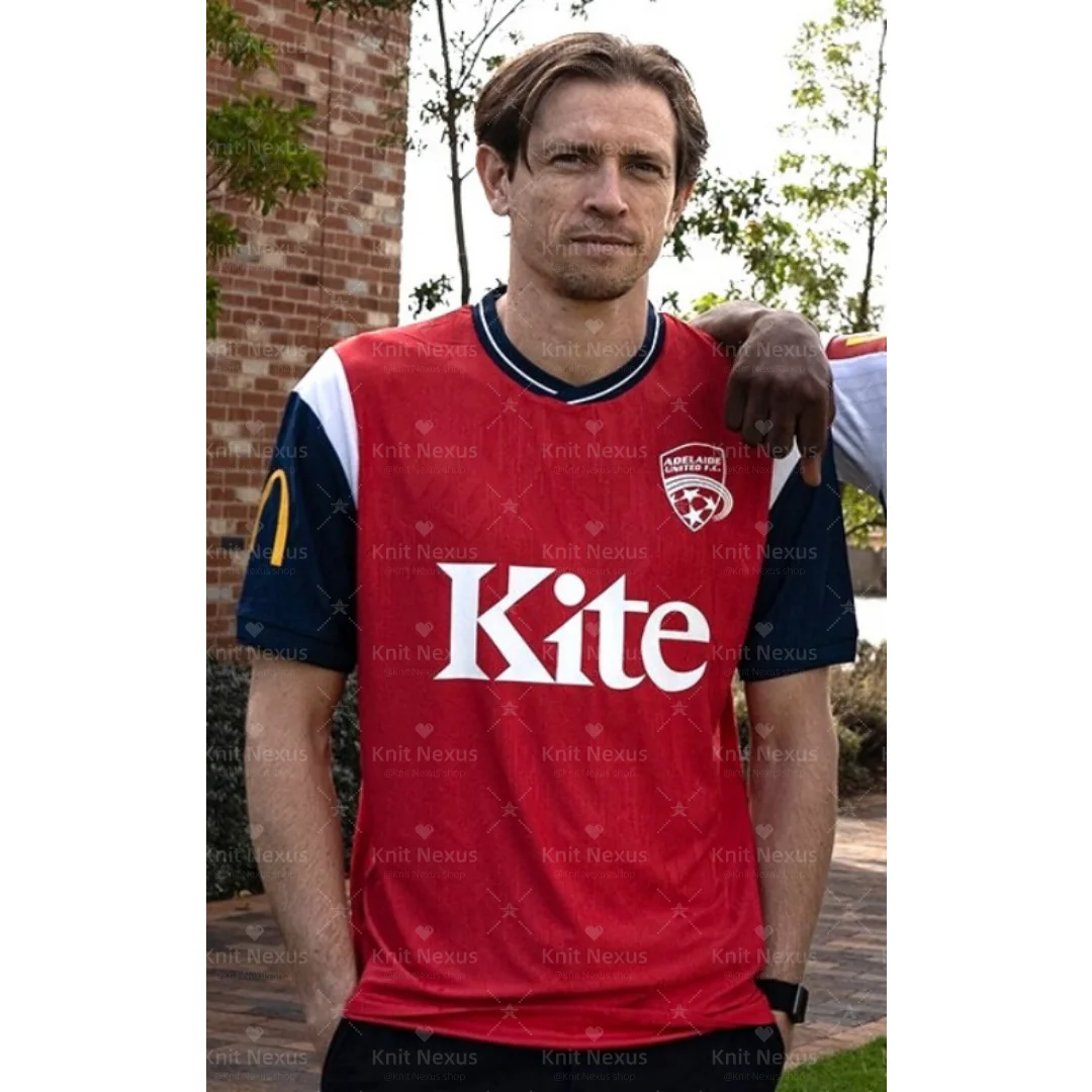 25-26 أديليد يونايتد المنزل لكرة القدم جيرسي ثلاثية الأبعاد الطباعة الخريف الرياضة الجافة بسرعة تي شيرت رجالي ملابس الأطفال المحملة Y2k امرأة #1