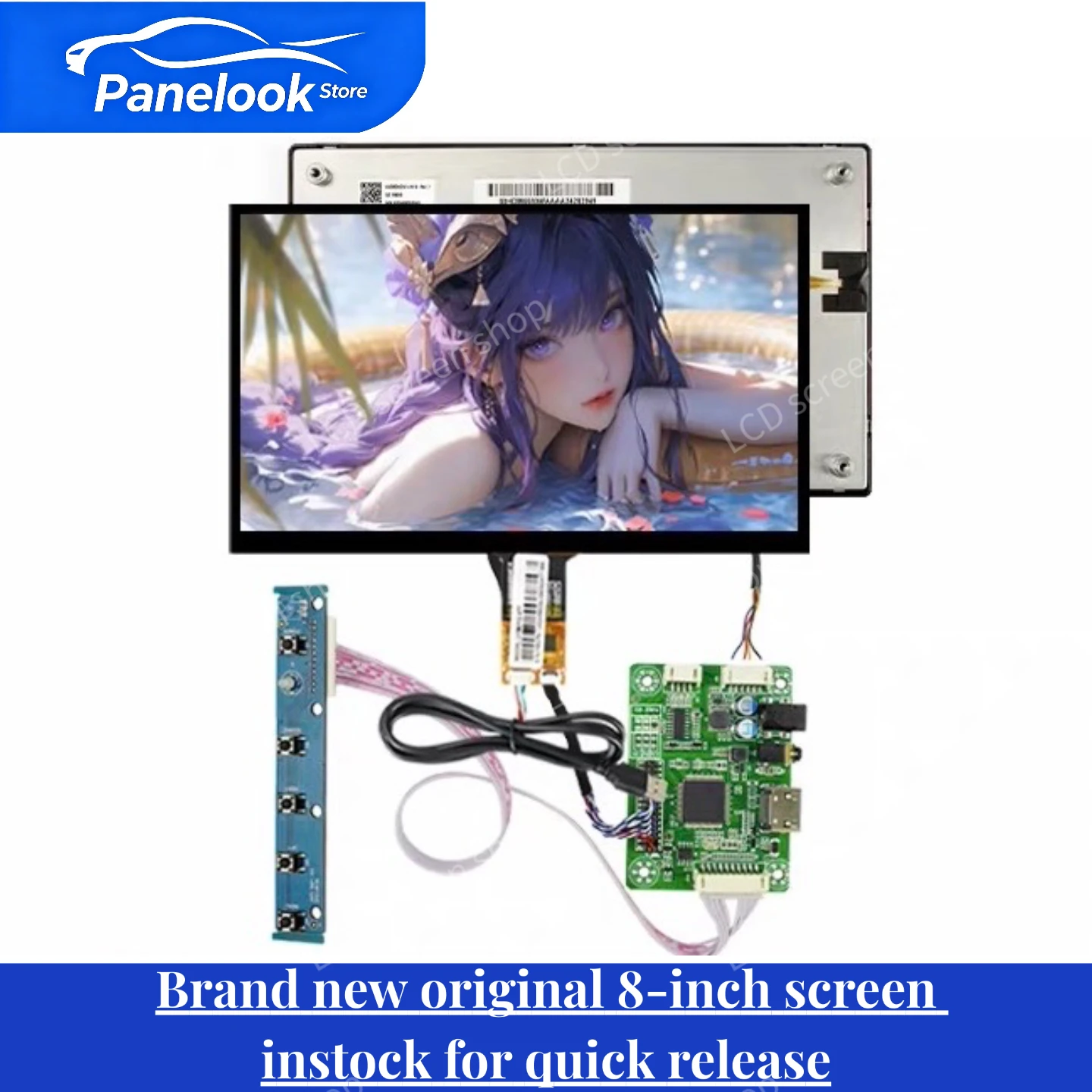 Brand-New, Genuine 8-Inch LCD Screen, 1280×720, LVDS, 800 nits Brightness, Touchscreen, HDM Driver Board AV080HDM-N19