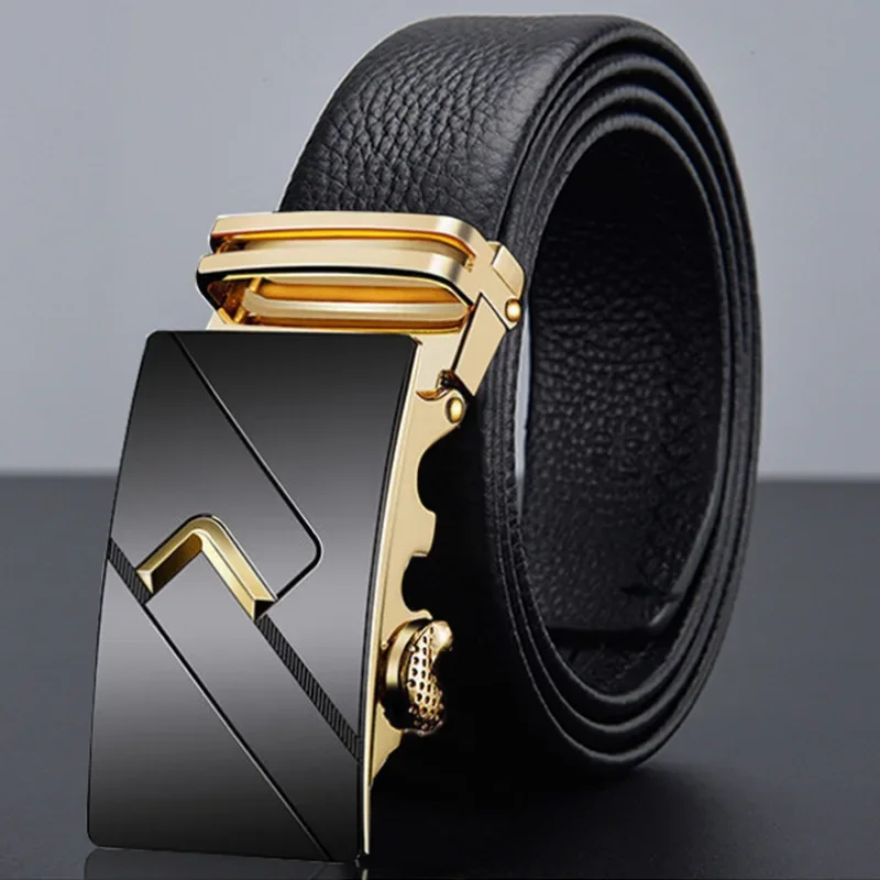 EnvironFamous-Ceinture en cuir véritable pour hommes, sangle masculine, structure automatique en métal, marque de luxe, qualité de l'environnement