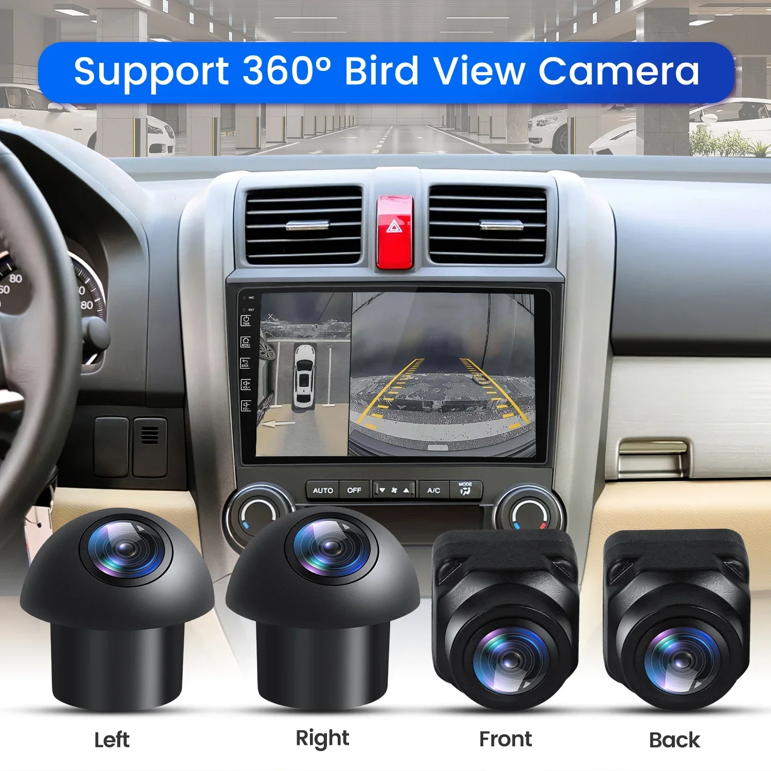 3D 360° Car Rear View Camera Bird View System Front Left Right Back Behind 360 Panoramic Driving Cam 1080P UHD for Android Radio