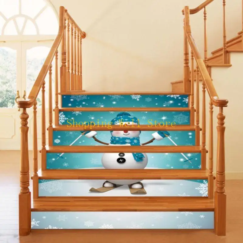 KX4B 6PCS / SET Christmas Series Série d'escalier d'escalier Sticker Auto-Adhesive D
