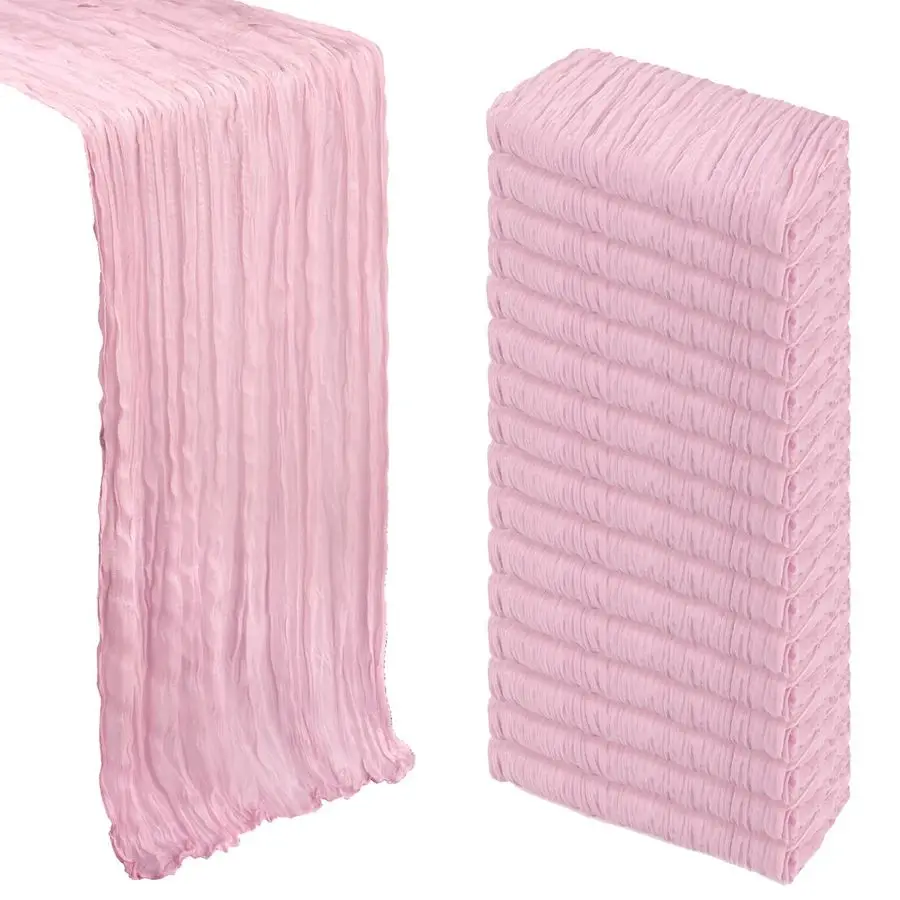 

Розовая марлевая дорожка на стол ко Дню святого Валентина, 10 футов (120 дюймов), в стиле бохо, из прозрачной рустикальной ткани для декора