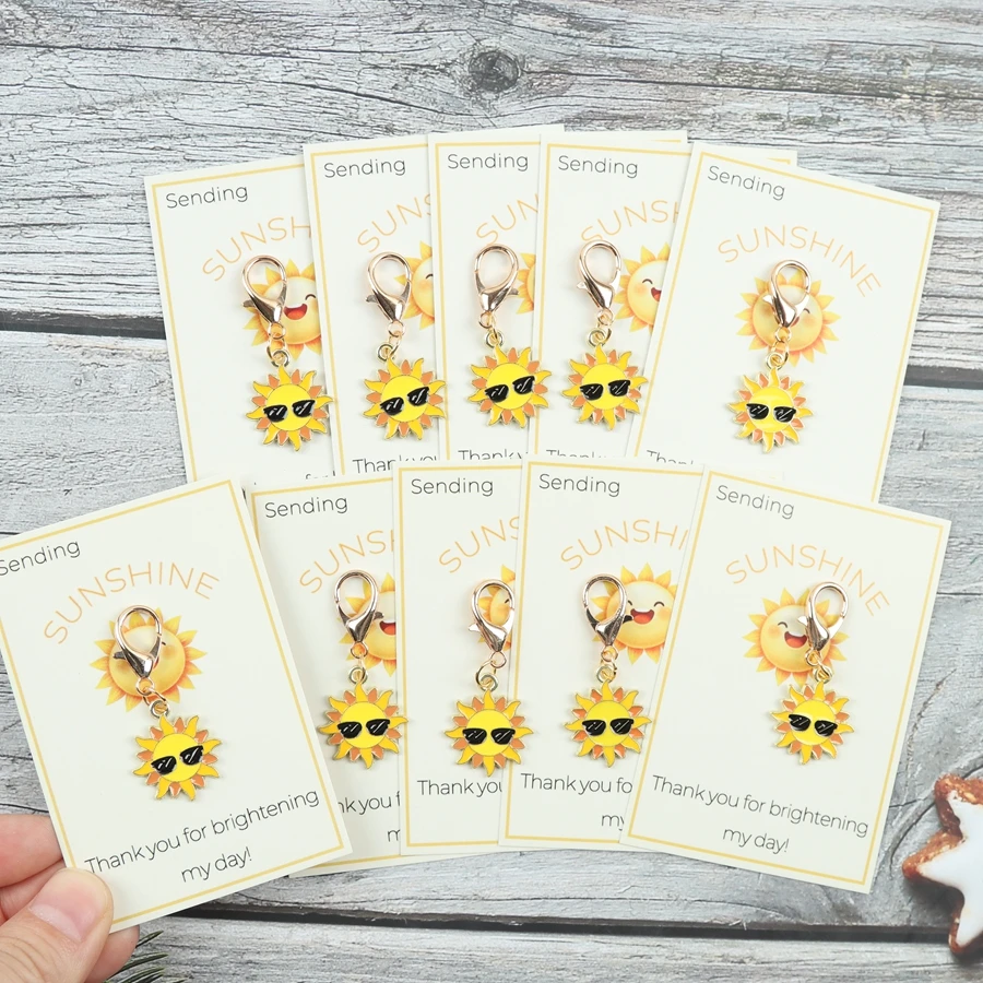 Picture 3: 5pcs/10pcs Adorable Emotional Support Keychain Items, Complete with Motivational Sunshine Greeting Cards for You
