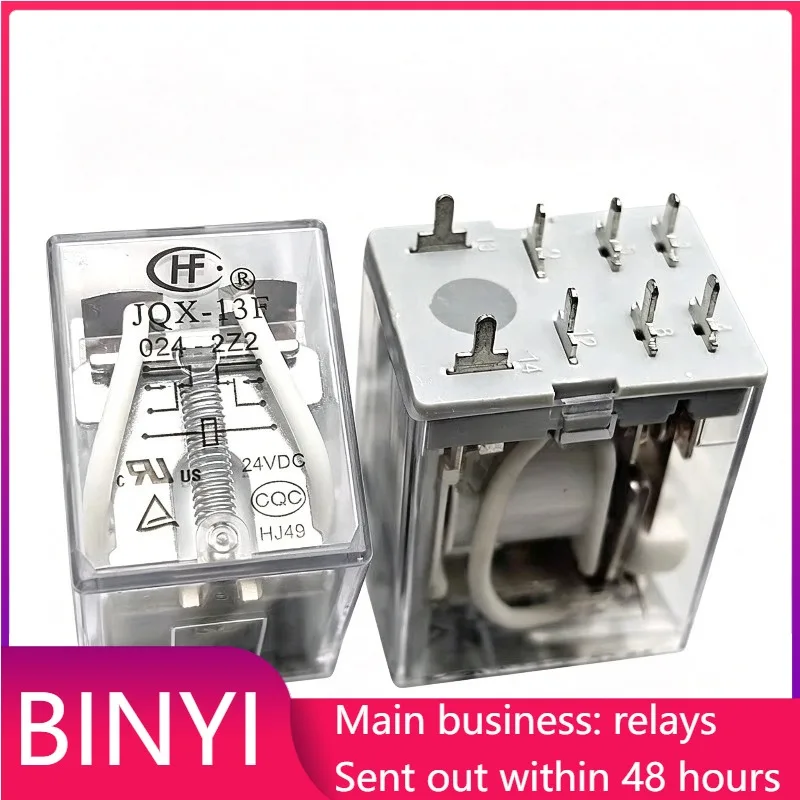 8 Pin 24VDC Two Groups Changeover Power Relay JQX-13F 024-2Z2 10A 250VAC Mini Plug Type Automation Control Relay