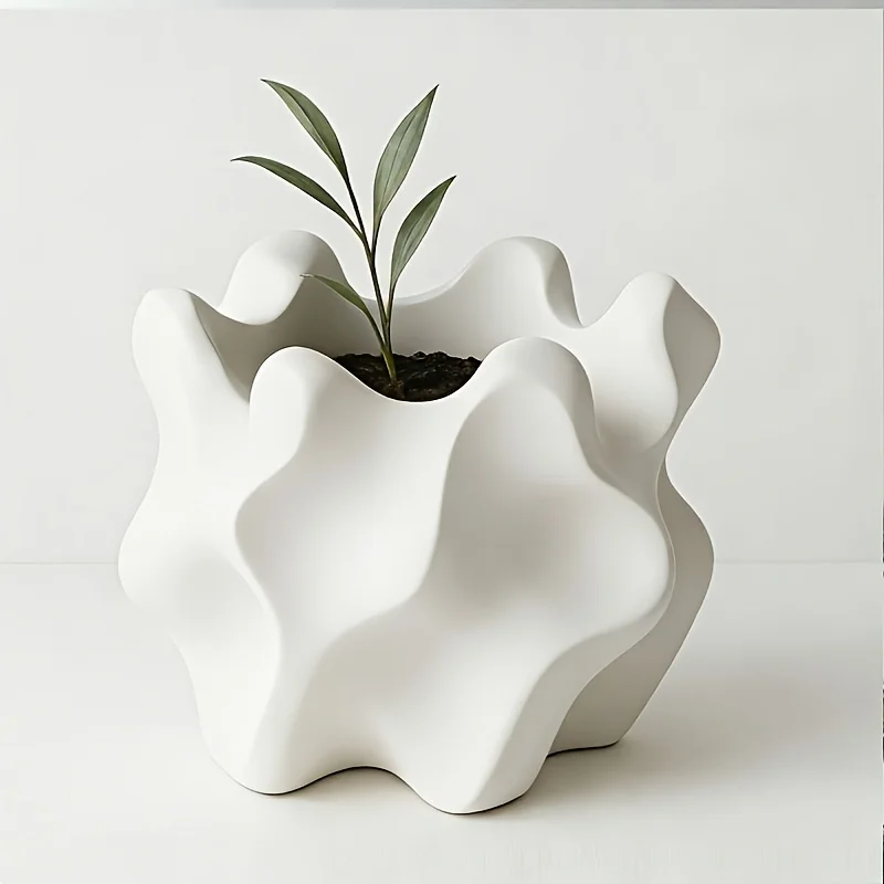 Modern Retro Geometric Planter with Drainage Hole, Irregular Shaped Indoor & Outdoor Succulent Pot