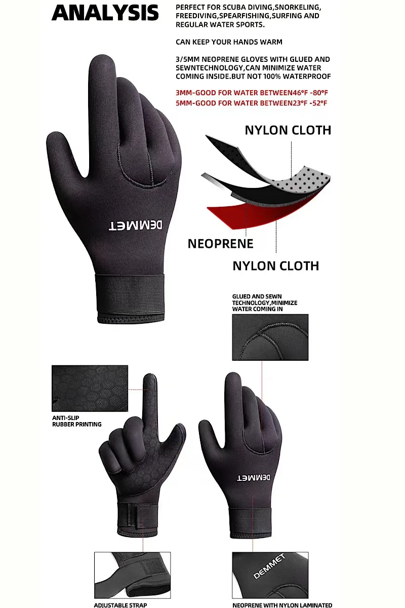 3mm 5mm Neoprene Diving Winter Heated Gloves For Men Women Diver Wetsuit Snorkeling Canoeing Spearfish Underwater Hunting Glove