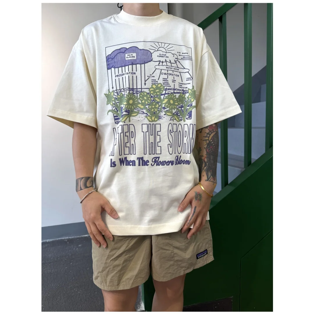 الأمريكية الرجعية المتضخم الرسم تي شيرت الصيف موضة الرياضة القطن الخالص تي شيرت رجالي ملابس الأطفال المحملة Y2k امرأة