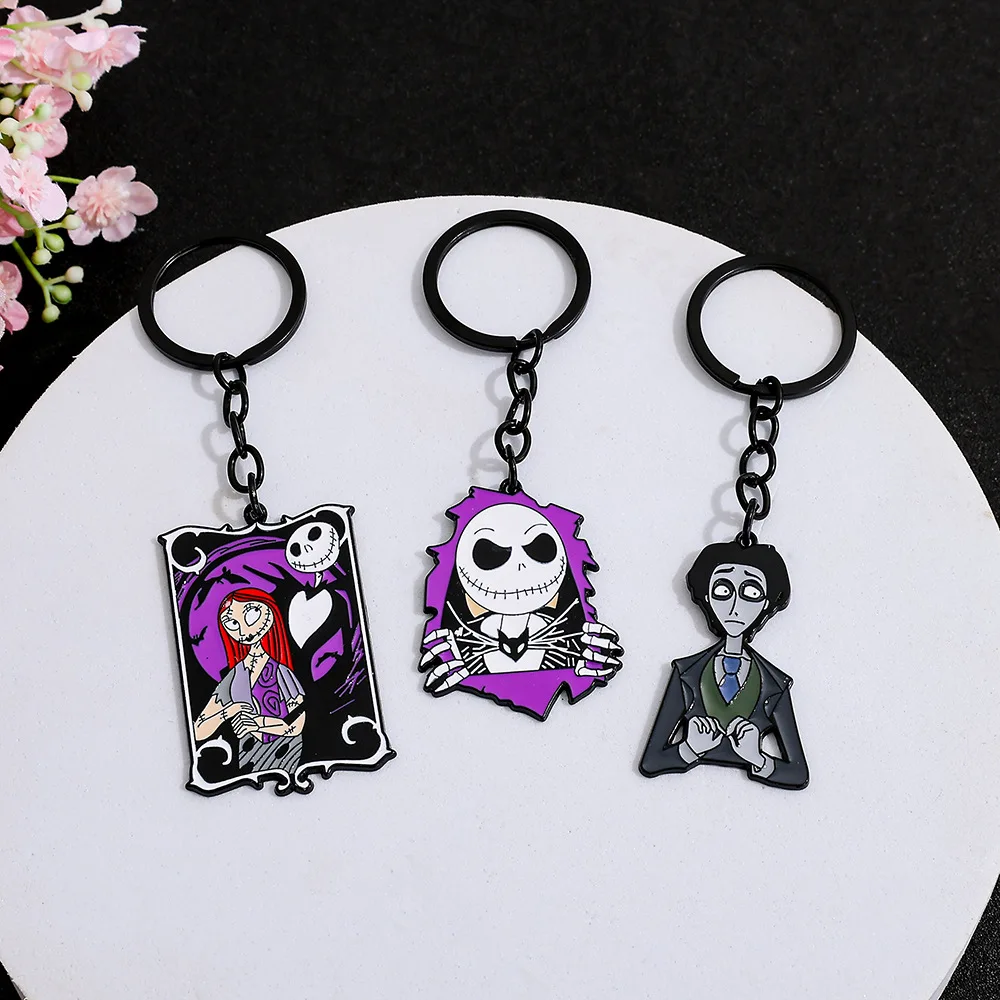 Anime Cartoon Nightmare Before Christmas Schlüsselanhänger Jack Skellington Charms Gothic Halloween Accessoires Geschenke – Detail 4