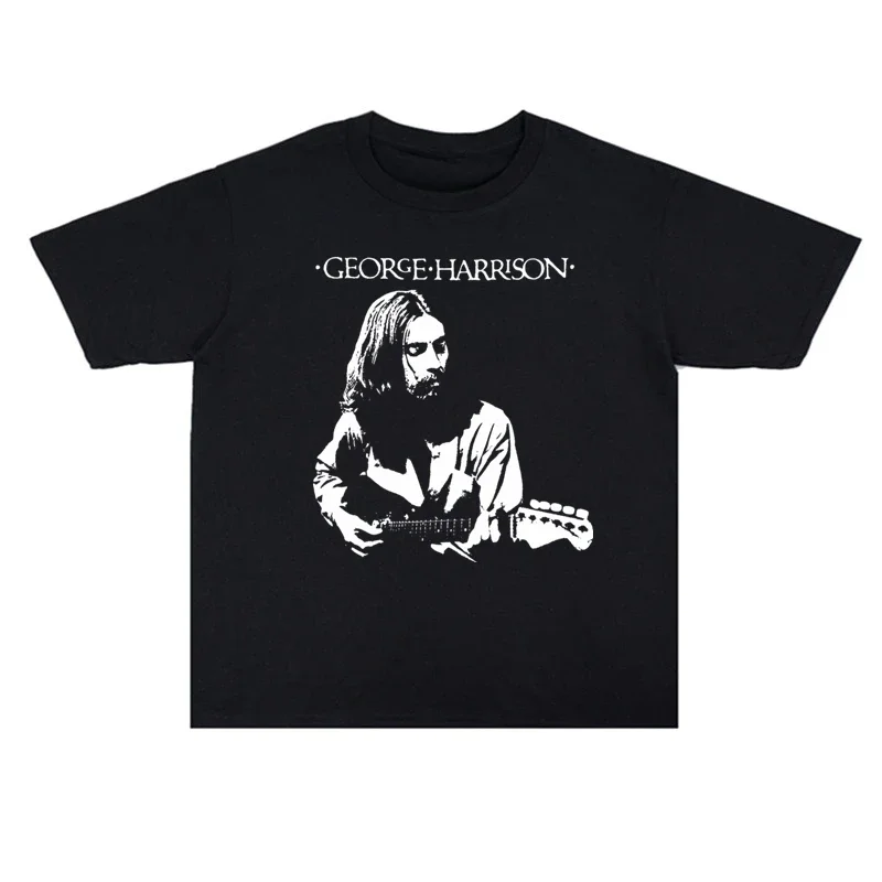 2025 ฤดูร้อนนักร้องนักดนตรี George Harrison พิมพ์ผู้ชายและผู้หญิงเสื้อยืดคุณภาพสูงแขนสั้นผู้ชาย TEE