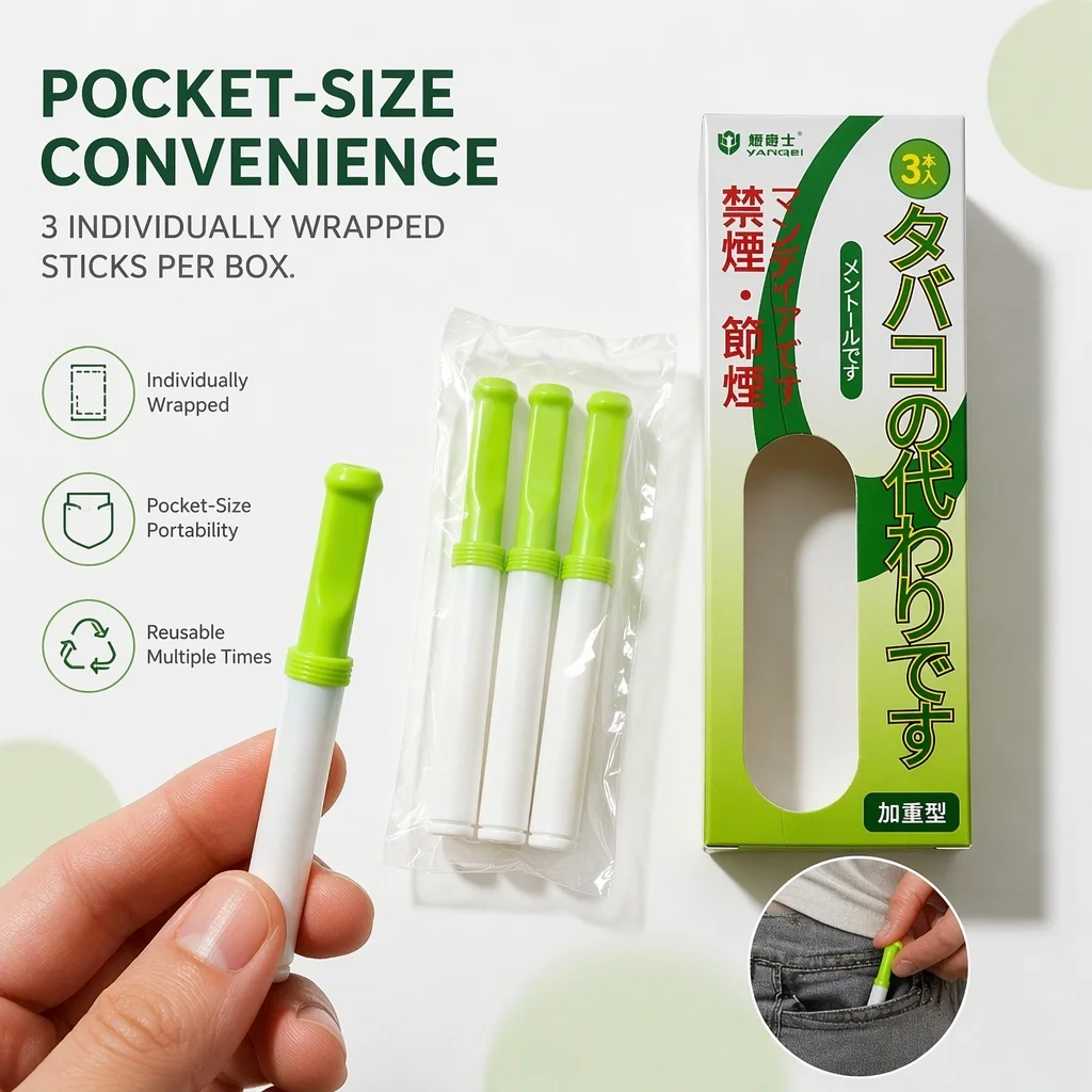 Yanqishi Herbal Mint Inhaler Stick 6 Fruit Flavors Nicotine-Free Non-TobaccO Smoking Alternative Portable Oral Inhaler