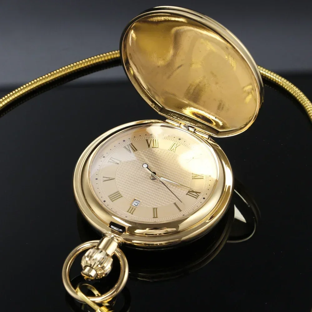 Luxus Marke Goldene Kupfer Dampf Zug Design Automatische Mechanische männer Taschenuhr Geschenk Antike Kette Anhänger Zeitmesser