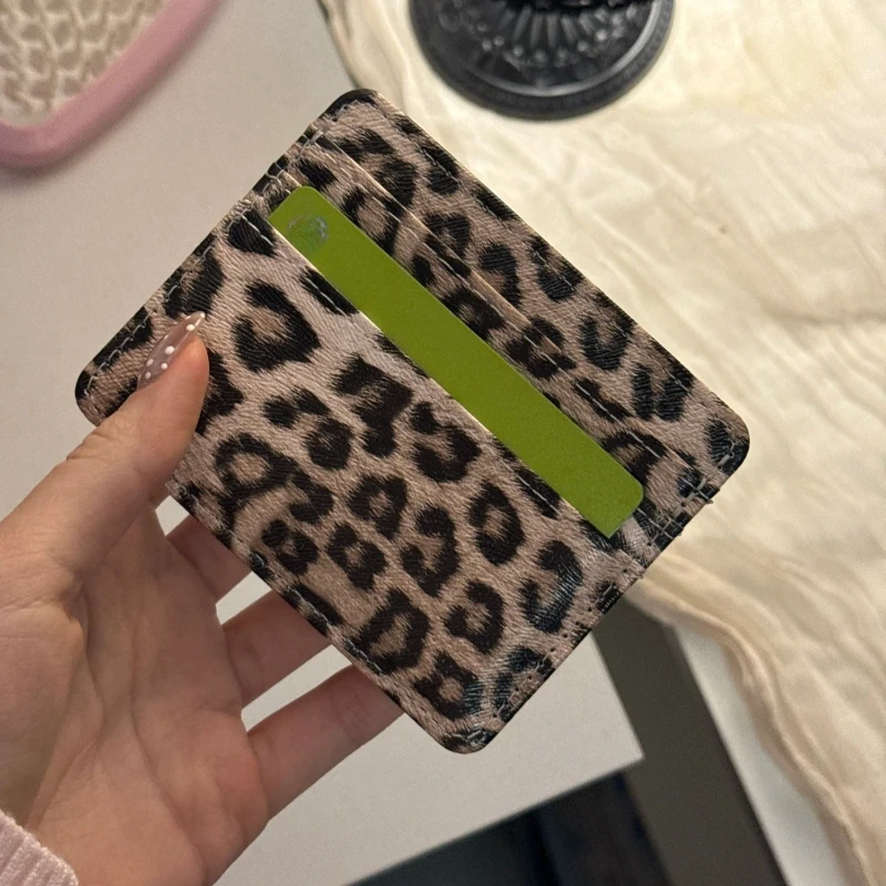 

Fashion Leopard Print PU Leather Card Wallet Thin Bank Bus Id Business Coin Money Card Holder for Women Multi Slot Card Case
