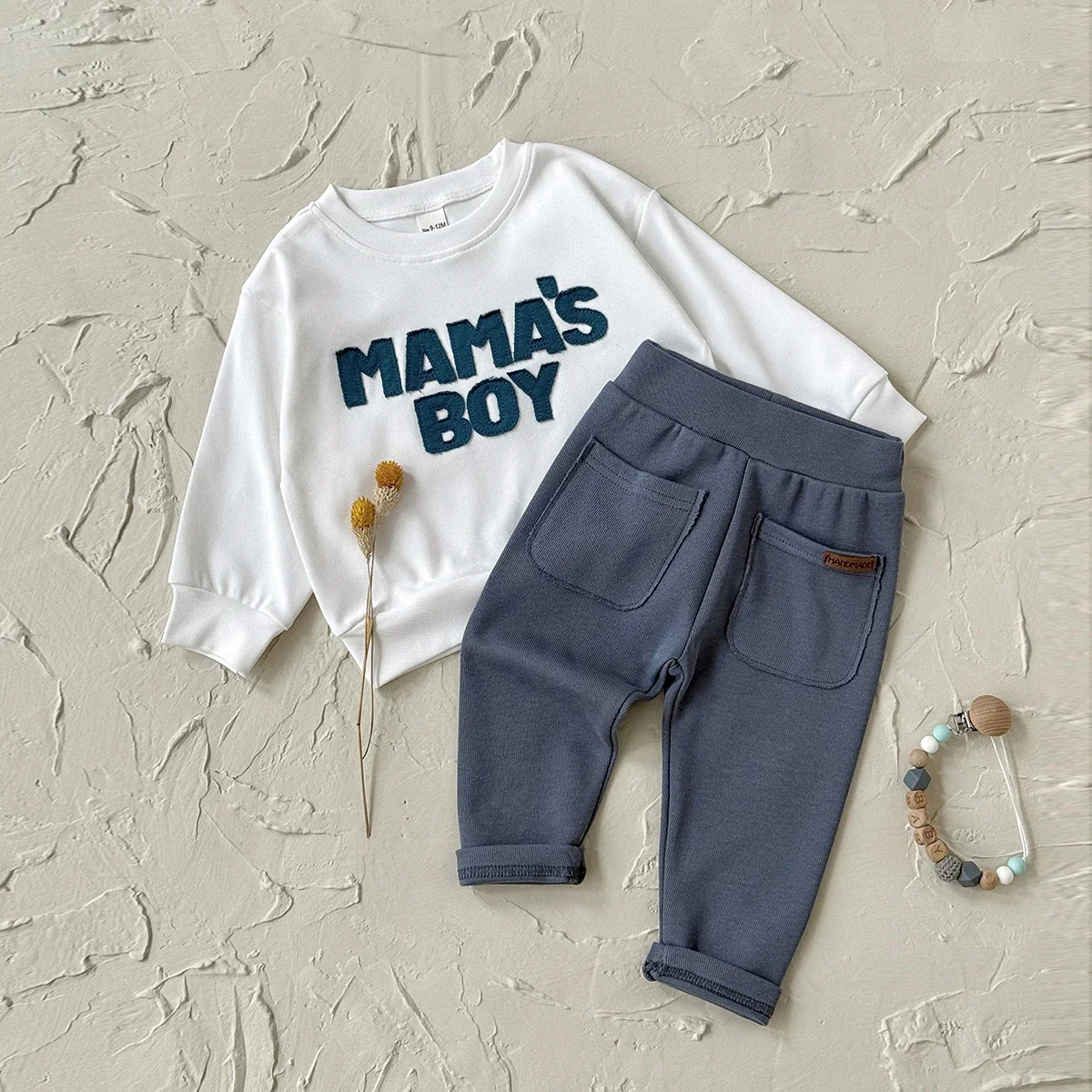 Spring Autum Baby Baby Clothes Ensembles Newborn Boy Infant Clothing Letter Crewneck Tops+Pants Knitted Sweater 2Pcs/Sets  0-3Y