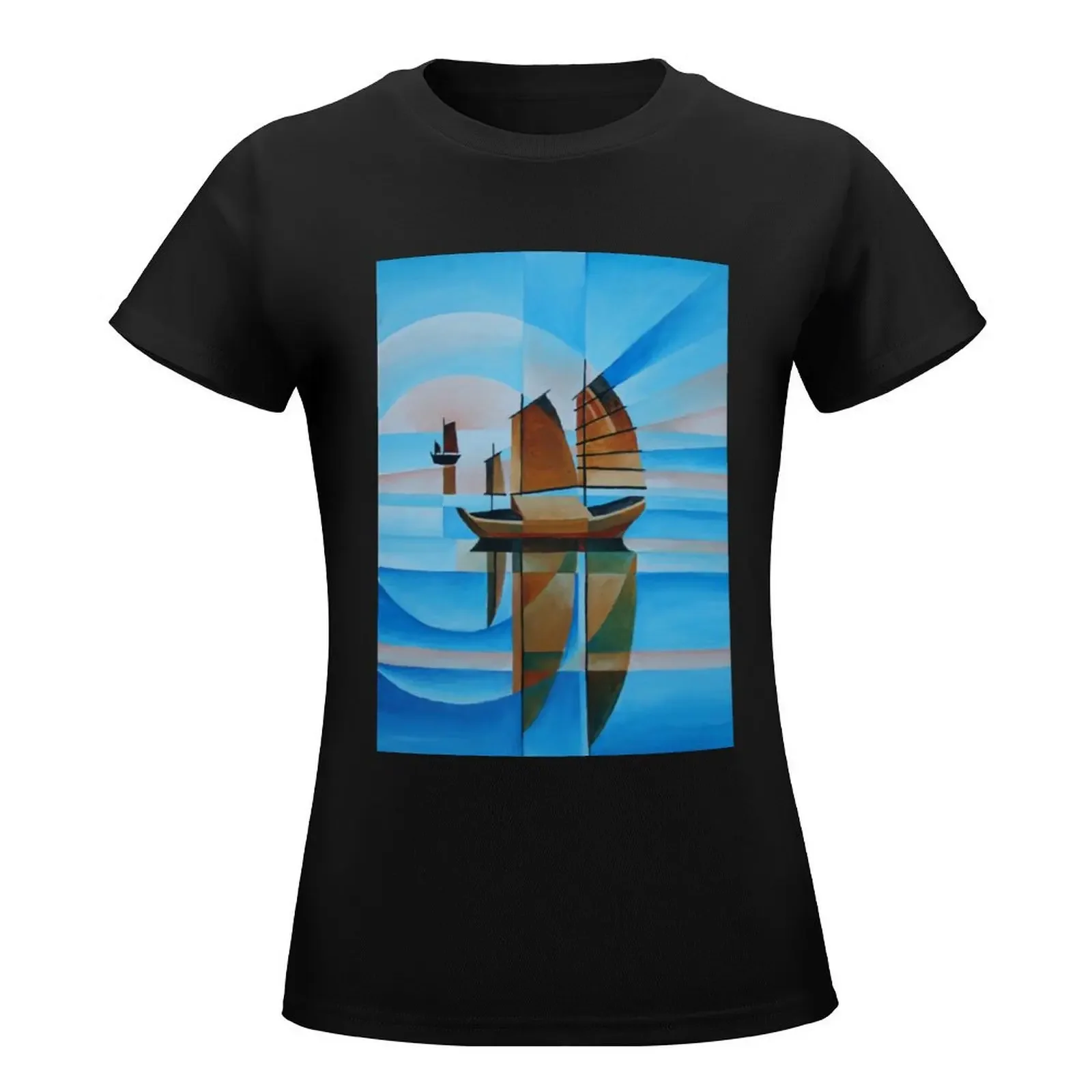 Soft Skies, Cerulean Seas and Cubist Junks T-Shirt kawaii clothes tees oversized Womens graphic t shirts