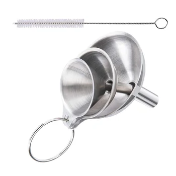 Stainless Steel Funnel Kitchen Funil Collapsible Strainer Hopper Oil Transferring