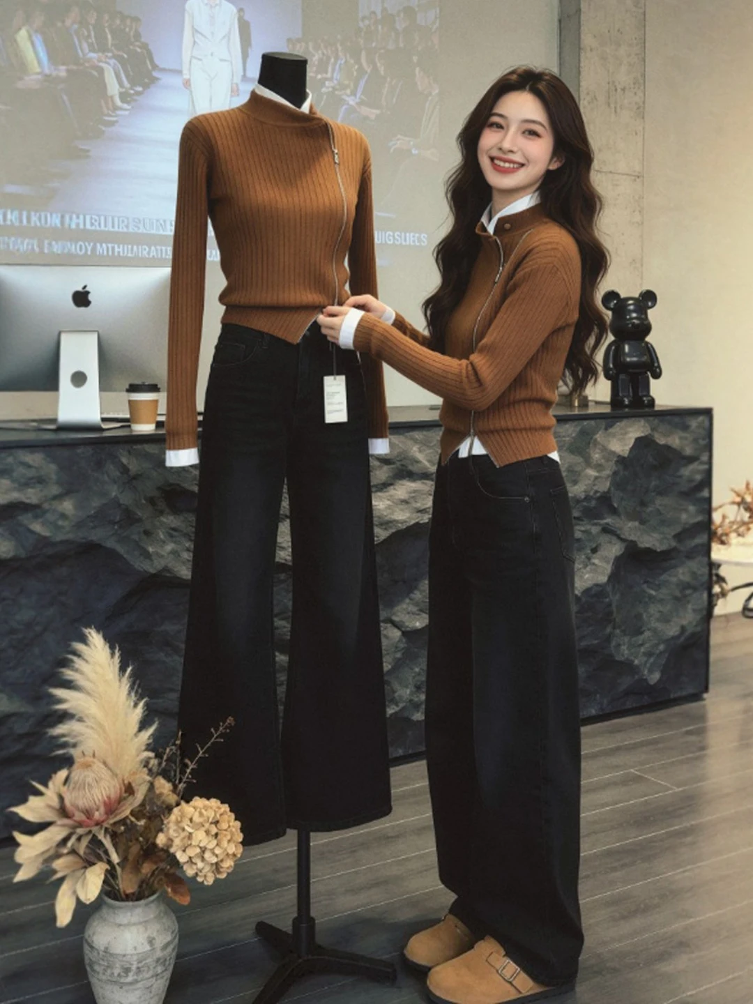 

Slimming Knitwear Long Sve Faionable Sli Retro Beautiful Spring 2026 Women's Regular Fit Warm Pure Color Casual Top