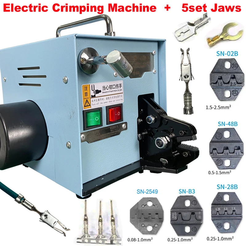 Máquina de prensado de terminales eléctricos, crimpadora de aislamiento accionada por energía, terminales de prensado eléctricos con mordazas reemplazables