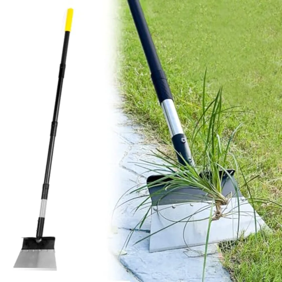 

Garden Flat Shovel, Heavy Duty Multifunctional Cleaning Shovel with 60" Adjustable Long Handle, Metal Floor Scraper Tool for We