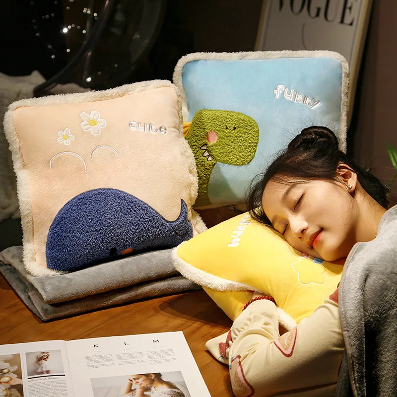 Big White Goose Car Pillow Quilt Dual Use Four Seasons Car Office Napping Pillow Blanket 3-in-1 Air Conditioner Cute Pillow