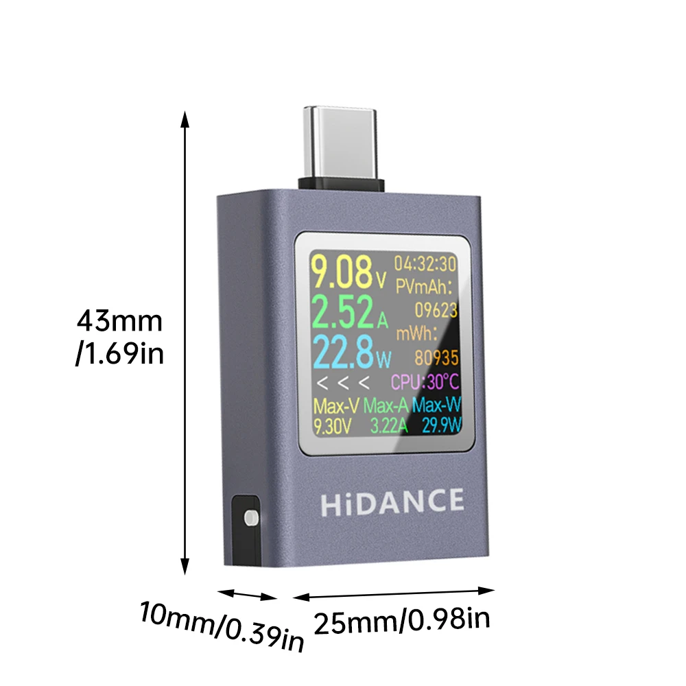 HDC-085C DC 4,5-50V 0-12A PD3.1 Multifunctioneel digitaal display DC-spanning Ampèremeter Vermogensmeter Type-c Mobiele telefoon Oplaadtester