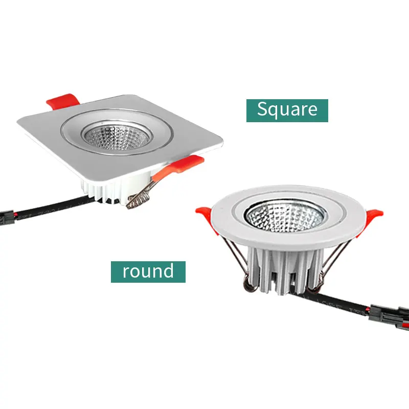 【42mm-65mm hole】Square recessed mini Spotlight 3w LED ceiling light 110 volt 220V indoor small downlight with driver set