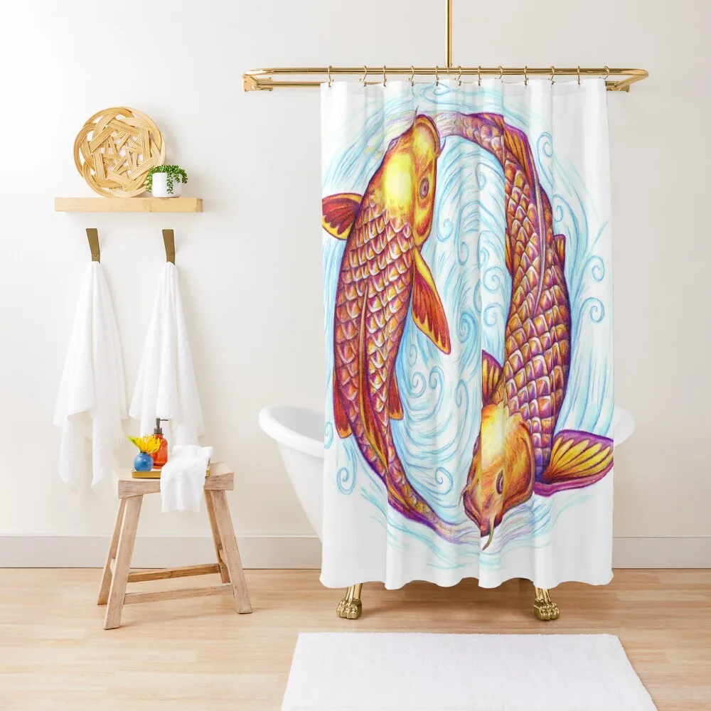 Pisces Fish Yin Yang Mandala Shower Curtain Set For Bathroom Bathroom Deco Shower Set For Bathroom Curtain