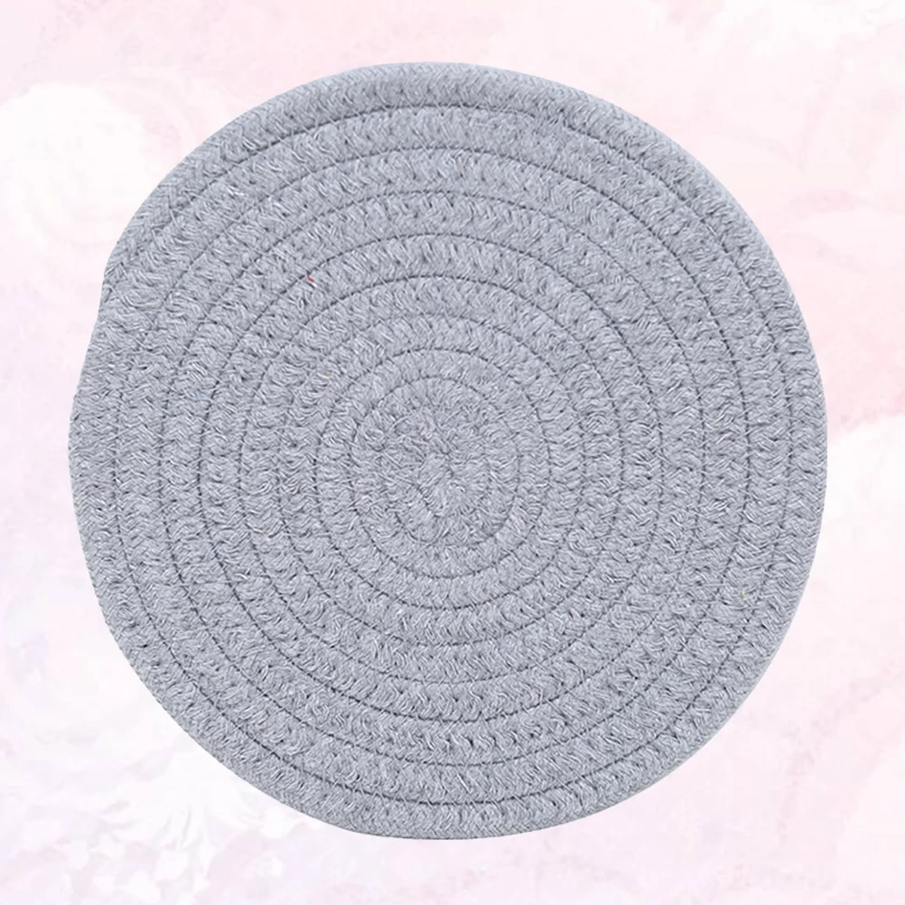 

1Pcs Cotton Thread Heat Resistant Coaster Round Non-Slip Placemat Hot Insulation Pad Size M Yellow Protective Table Mat