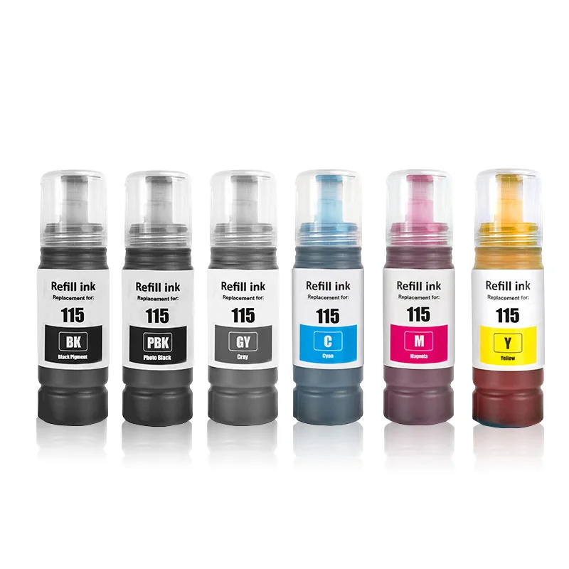 115 T115 Dye Ink Premium Compatible Refill Ink For Epson EcoTank L8160 L8180 Printers Dye Water Based 70ML Inks