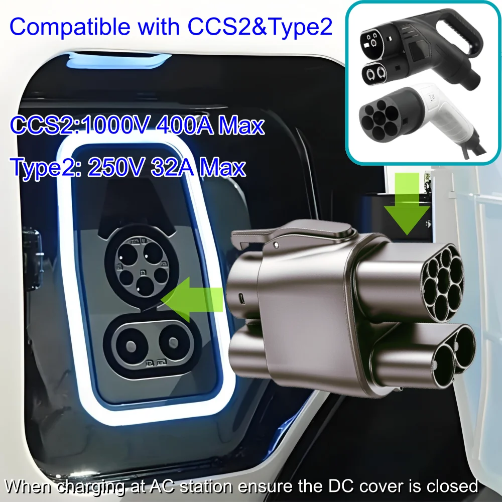 الطاقة الطريق السريع CCS2 إلى CCS1 400A EV مهايئ شاحن CCS2 تيار مستمر إلى CCS1 شاحن السيارة الكهربائية سريع Ev محول الشحن
