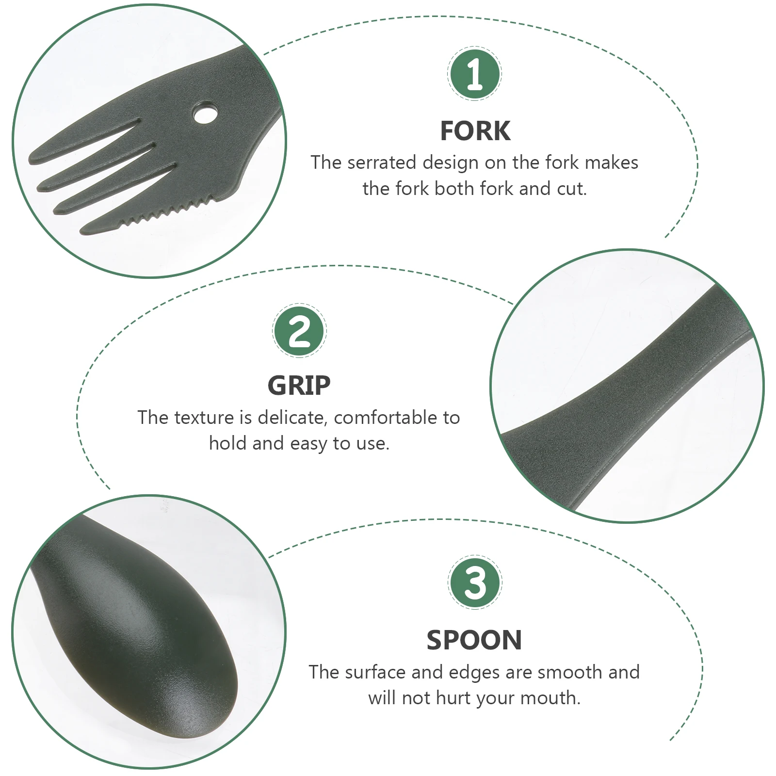 

6 Pcs Fork Spoon Plastic Tableware Camping Utensils Reusable Cutlery Double Multi-functional Plasticware Kitchen Serving