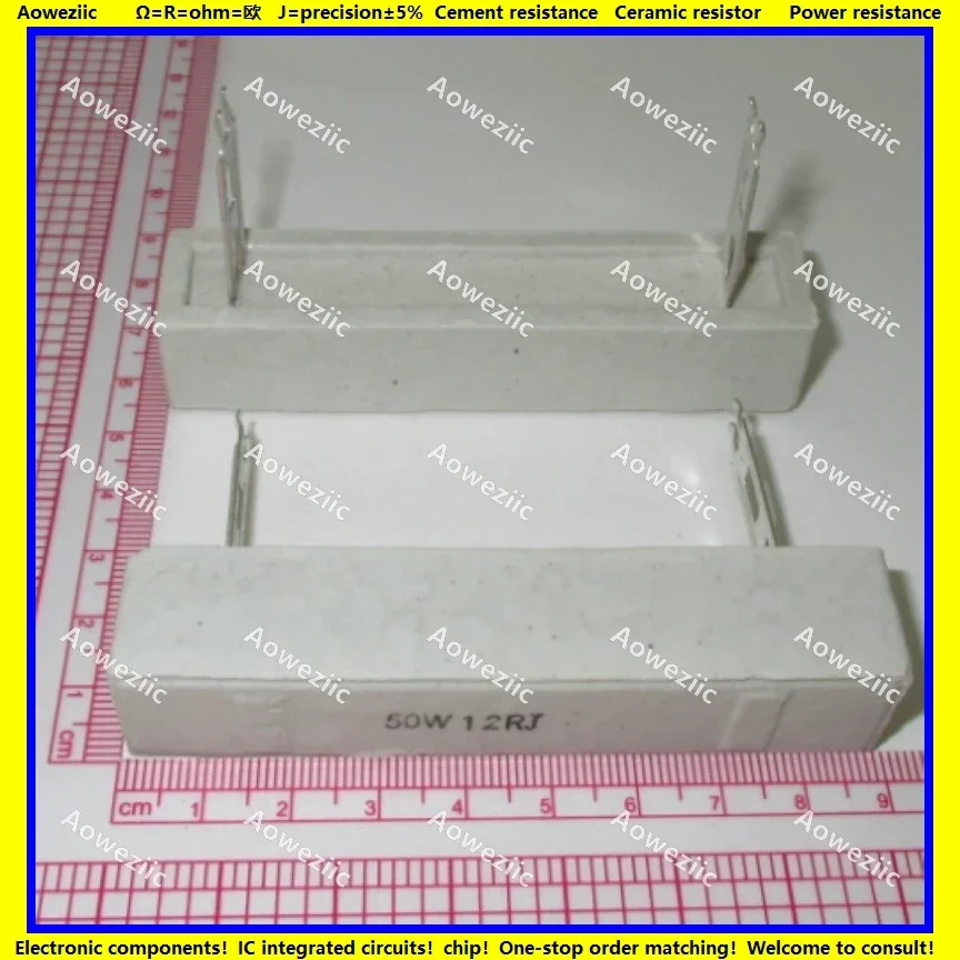 

2Pcs 50W12RJ 50W 12 ohm +/- 5% Horizontal cement resistor 50W12ΩJ Cement resistance 50W12R 50W12ohm Ceramic resistor plug-in