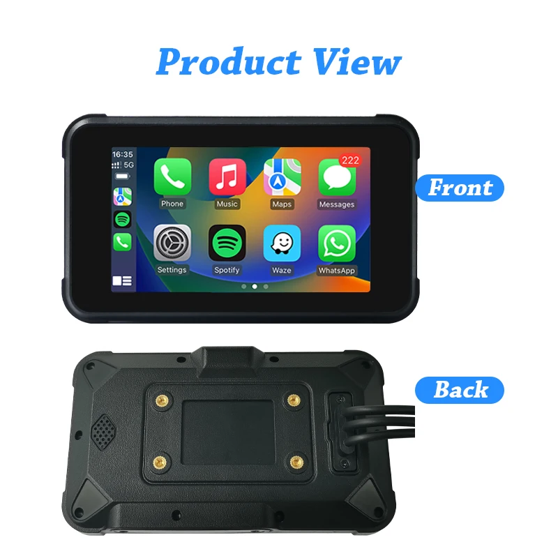 2024 New Motorcycle multimedia Player Driving Navigation Recorder Wireless CarPlay Android Automatic IP67 Waterproof screen Blue