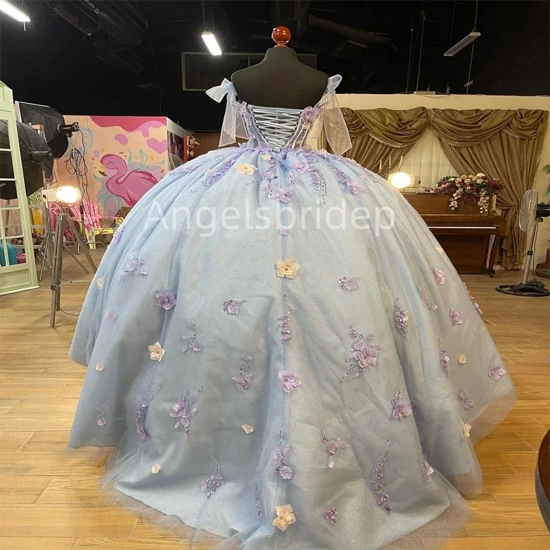 Angelsbridee ชุด vestido de 15 años ชุดชุดไปงานเต้นรำ quinceanera ชุดเดรสปาร์ตี้ตอนเย็น3D appliques ลูกไม้ขึ้น