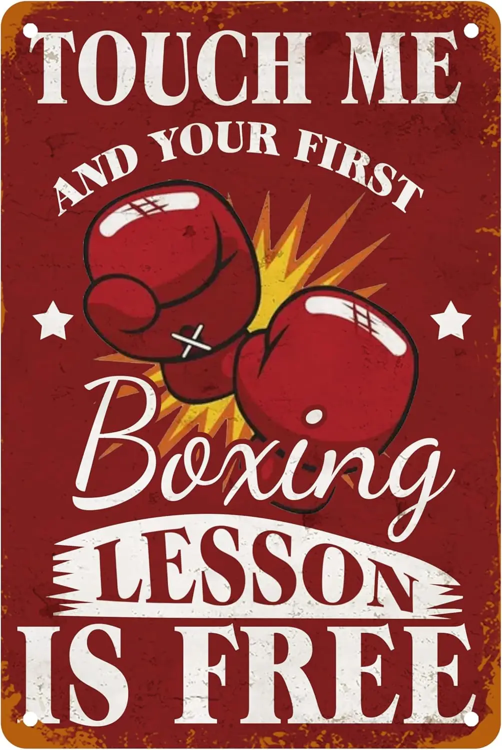 Me and Your First Boxing Lesson is Free Tin Sign, Boxing Workout Exercise Poster Balboa Boxing Sign for Home Office Arts C