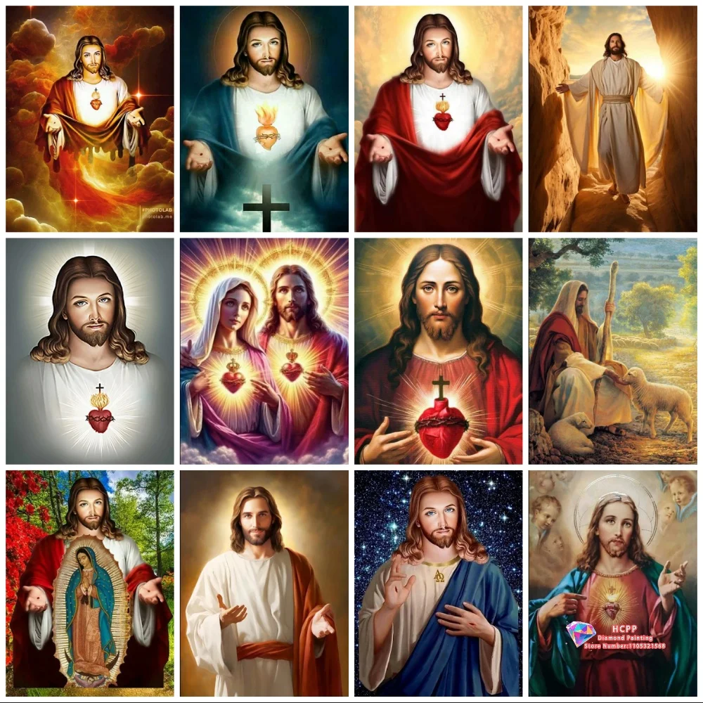 Religiöses Jesus-Jungfrau-Diamantmalerei-Set DIY Diamant-Stickerei Kreuz Handgemachte Kunst Exquisites Geschenk Handwerk Heimdekoration