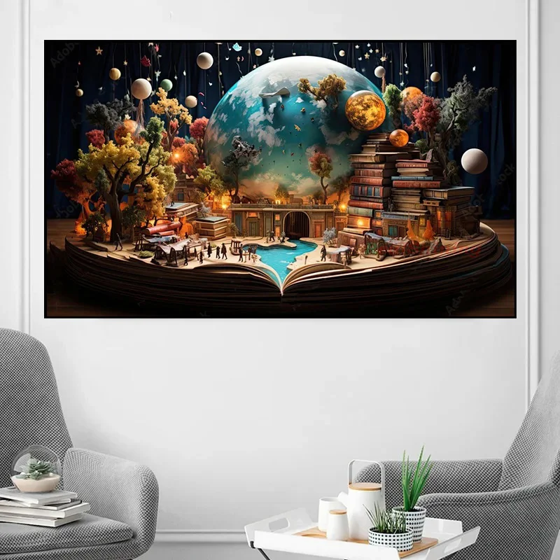 Large Book Castle Tree House 5D DIY Diamond Painting Fantasy Earth Landscape Full Diamond Embroidery Mosaic Cross Stitch A782