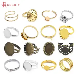 18 Karat Gold Farbe oder Rhodium Farbe Messing Ringe Tabletts Ring Basis Ring Einstellung Schmuck Herstellung liefert DIY Befunde Zubehör