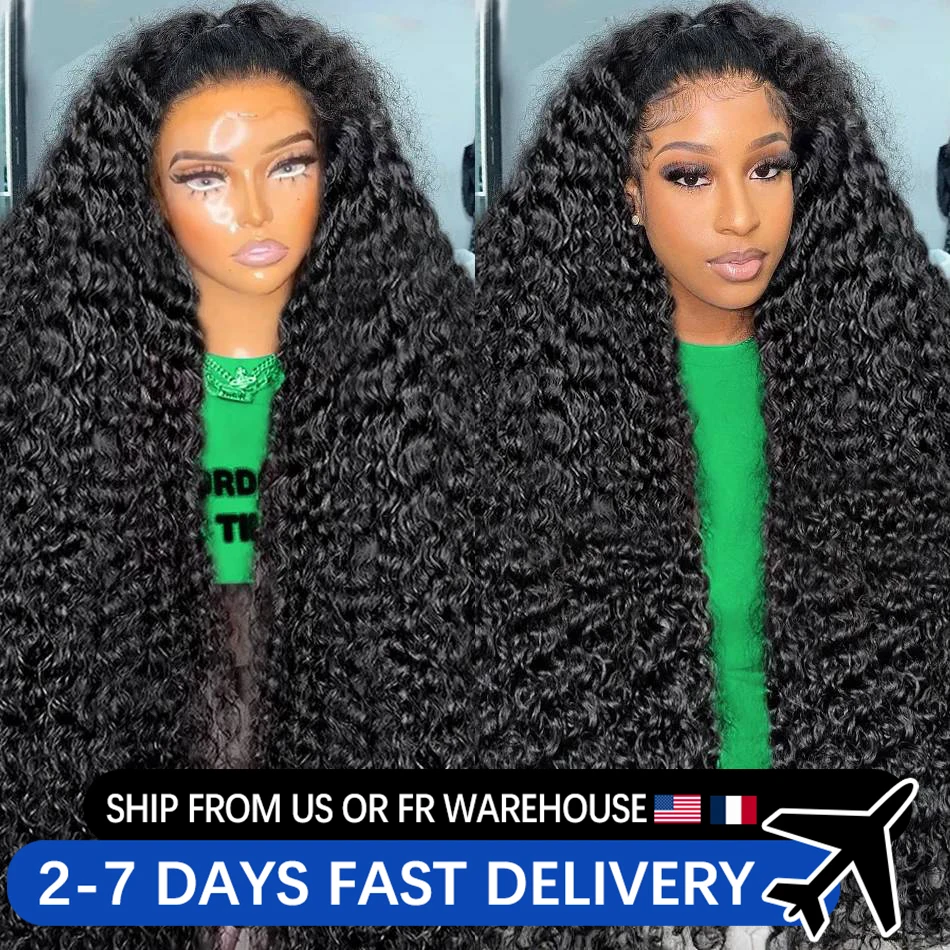 

Deep Wave 13x4 13x6 Lace Front 100% Human Hair Wigs 30 32 Inch Brazilian Remy Pre Plucked Curly 4x4 Lace Closure Wigs For Woman