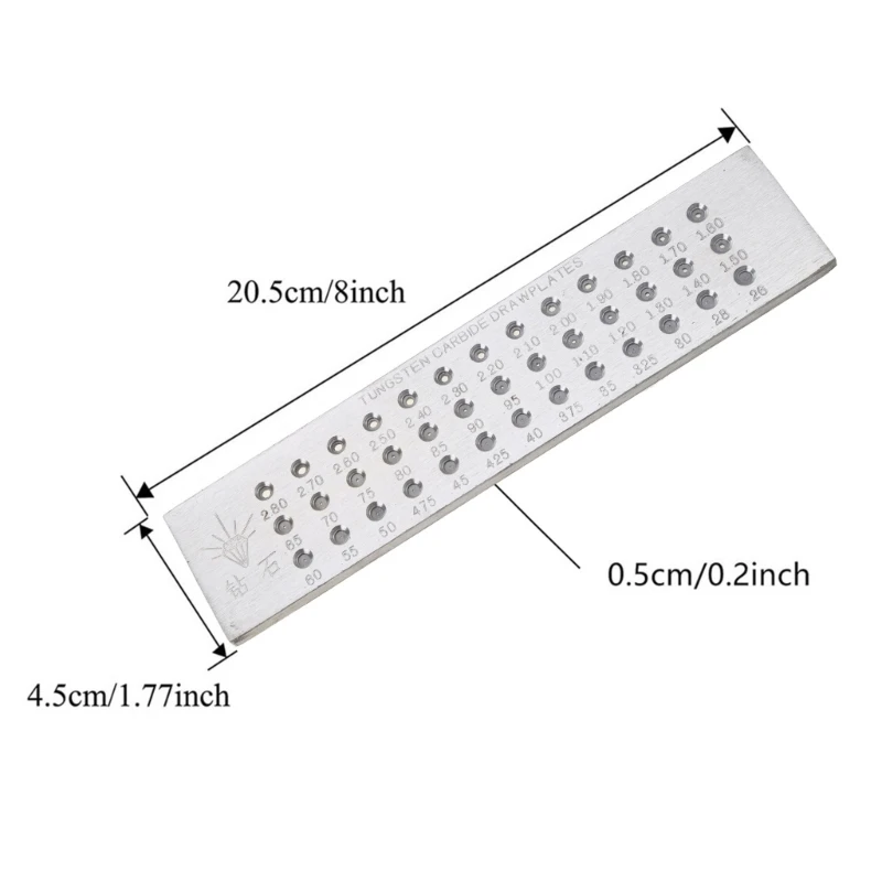 39 Holes 0.26-2.80mm DIY Wire Drawplate Tungsten Carbide Steel Jewelry Wire Round Draw Plate for Jewelry Making Tools