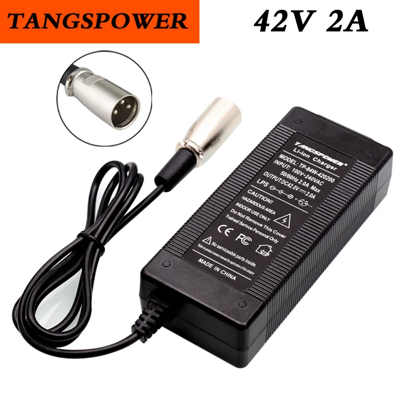 

42V 2A Lithium Battery Charger 36V Li-ion Battery Pack Charger Fast Charging 3-Pin XLR Connector