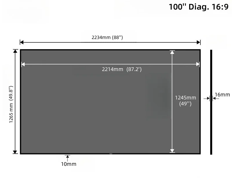 100 ''120'' ALR Weiche Flexible Fresnel Festen Rahmen Lange Werfen Projektion Bildschirm für Normale Fokus Projektor Anti Licht Vorhang – Detail 39