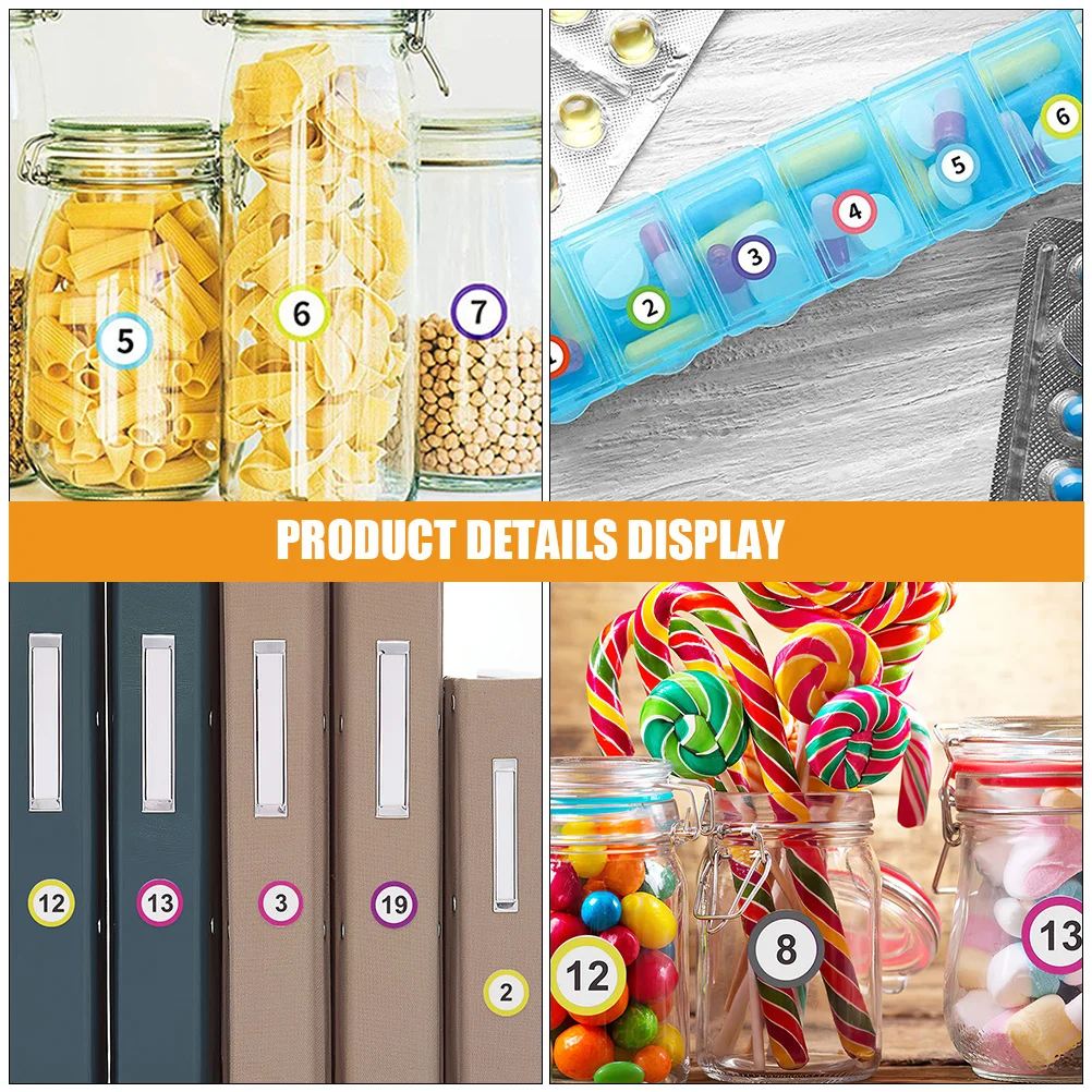 20 Sheets Colorful Number Stickers Round Digital Labels For Office Classroom Organization Self-Adhesive Classification Sticker