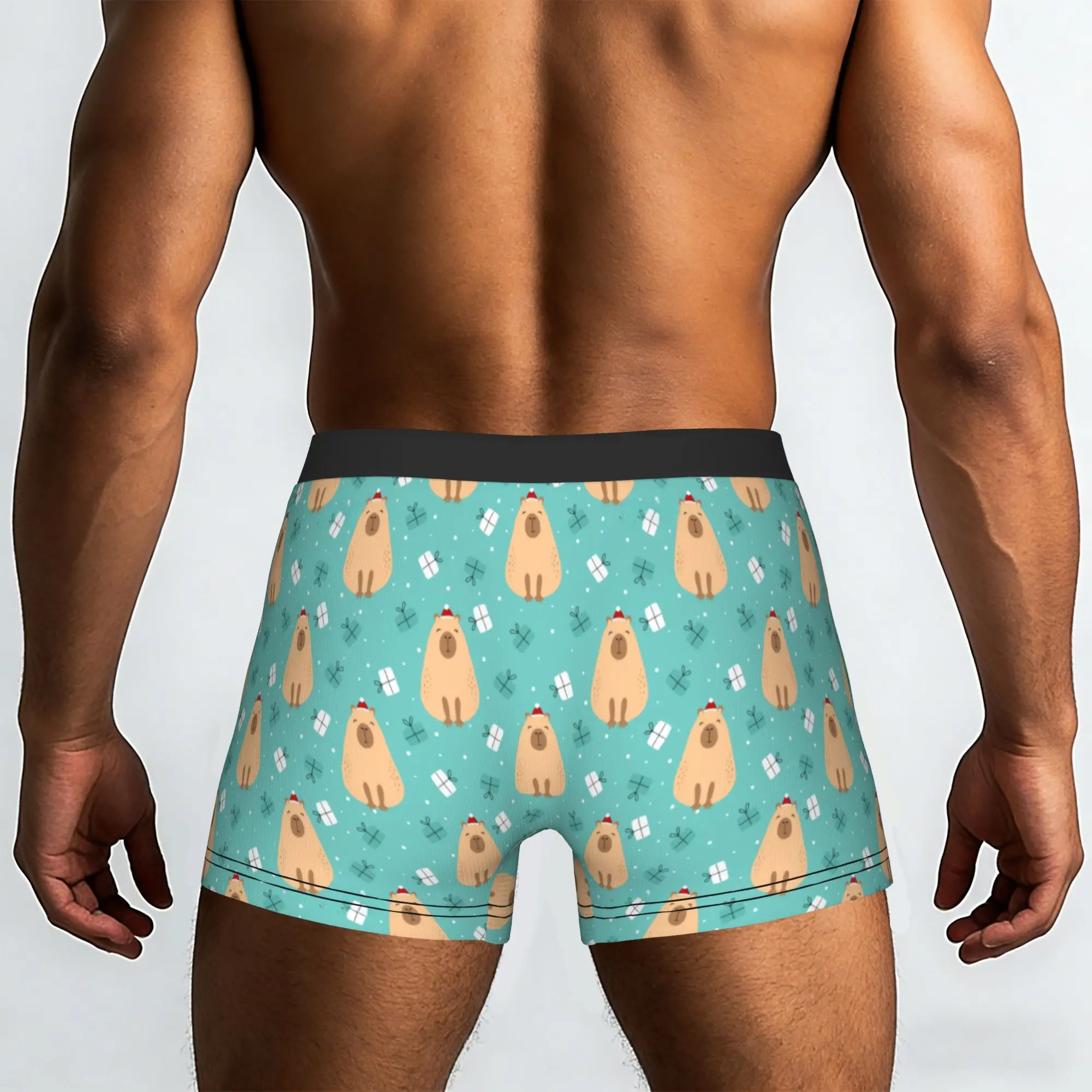 Custom Merry Christmas Capybara Cute Cartoon  Boxers Shorts Men's  Briefs Underwear Cool Underpants