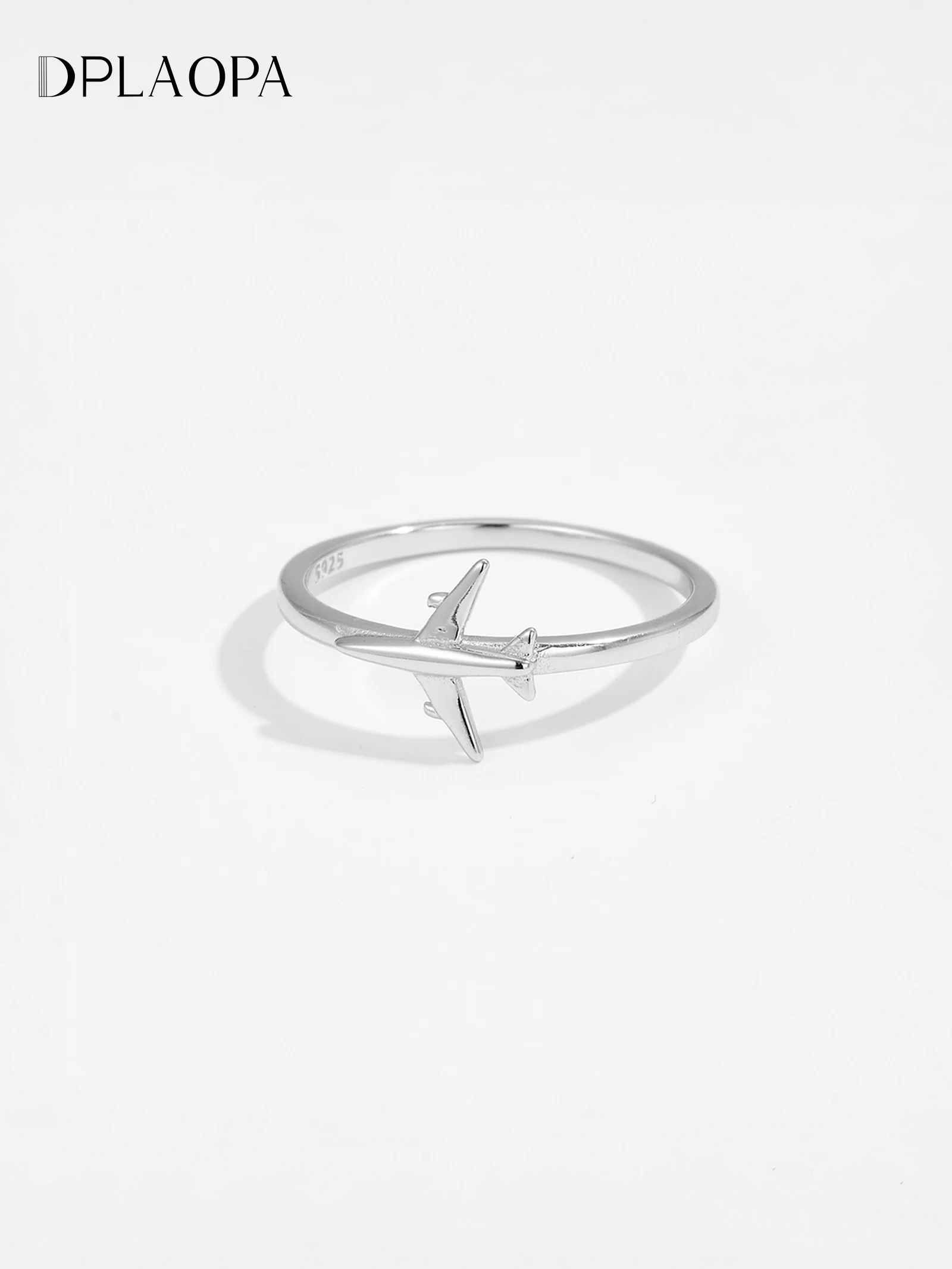 

DPLAOPA 925 Sterling Silver Gold Airplane Shaped Ring New Simple Design Trendy Birthday Women Rock Punk Jewelry Gift