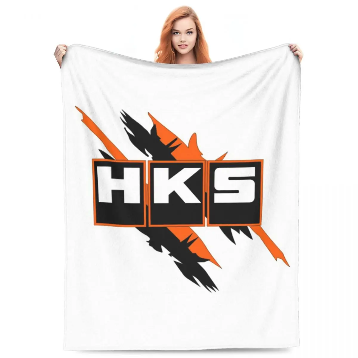 

HKS Logo Car JDM Vintage Blankets Soft Warm Flannel Throw Blanket Cover for Bed Living room Picnic Travel Home Couch